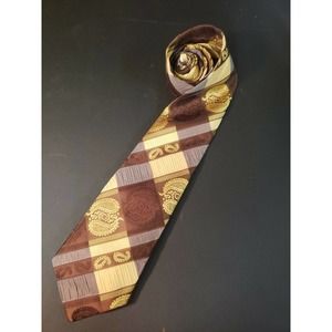 Deville Cravats Men's Tie Brown and Gold Striping